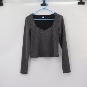 Old Navy Size Medium Black Sparkly Square Neck Long Sleeve